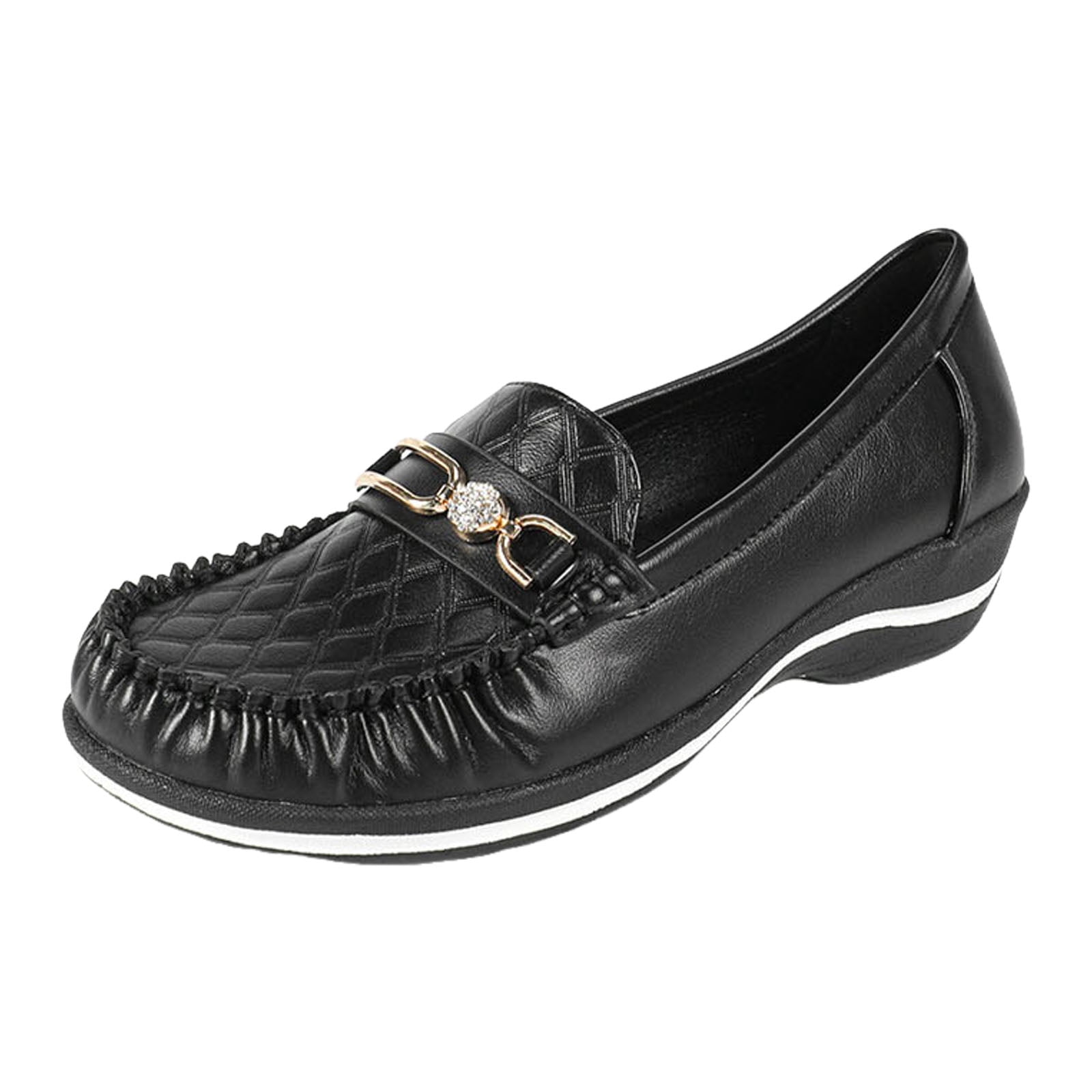 Mocassins Orthopédiques Femme Cuir Respirant - Coupe Large Confortables Pour Travail Et Quotidien