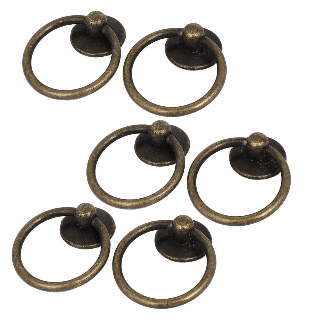 Uxcell White Metal Drawer Door Ring Pull Handles Bronze Tone 2.05" x 1.