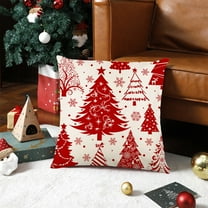 Steadline Linen Christmas Pillow Cover - Festive Holiday Decorative Throw for Sofa and Bed - Red Themed Seasonal Home Textile Gift Idea