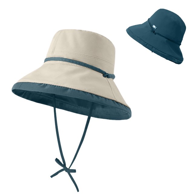 Sombrero de cubo reversible para mujer, protección UV, ala ancha plegable, playa de verano