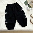 thumbnail image 2 of LIIPEE Girl Boy Cargo Pants Elastic Waist Wide Leg Work Trousers With Pockets Infant Comfort Party Stretch Street Outdoor Hiking Pants,Black,4-5 Years, 2 of 3