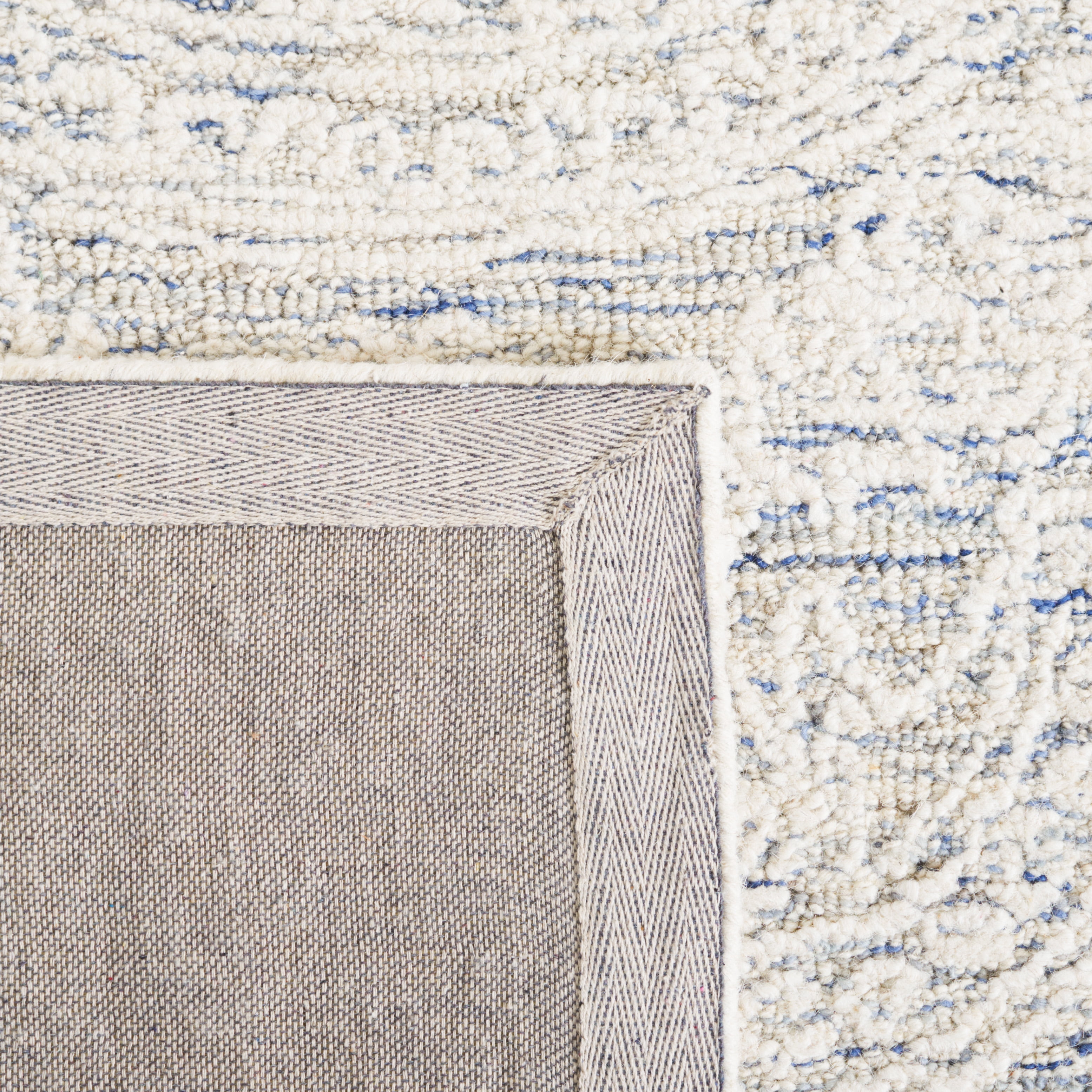 SAFAVIEH Abstract Carter Oriental Wool Area Rug, Ivory/Blue, 6' x 6' Round