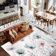 thumbnail image 5 of 2.7x5 Area Rugs, Teal Pink Spring Floral Non-Skid Rubber Backing Large Rectangle Rugs - Living Room Bedroom Home Office, Summer Botanical Watercolor Indoor Floor Mat Carpets Washable Rug, 5 of 9