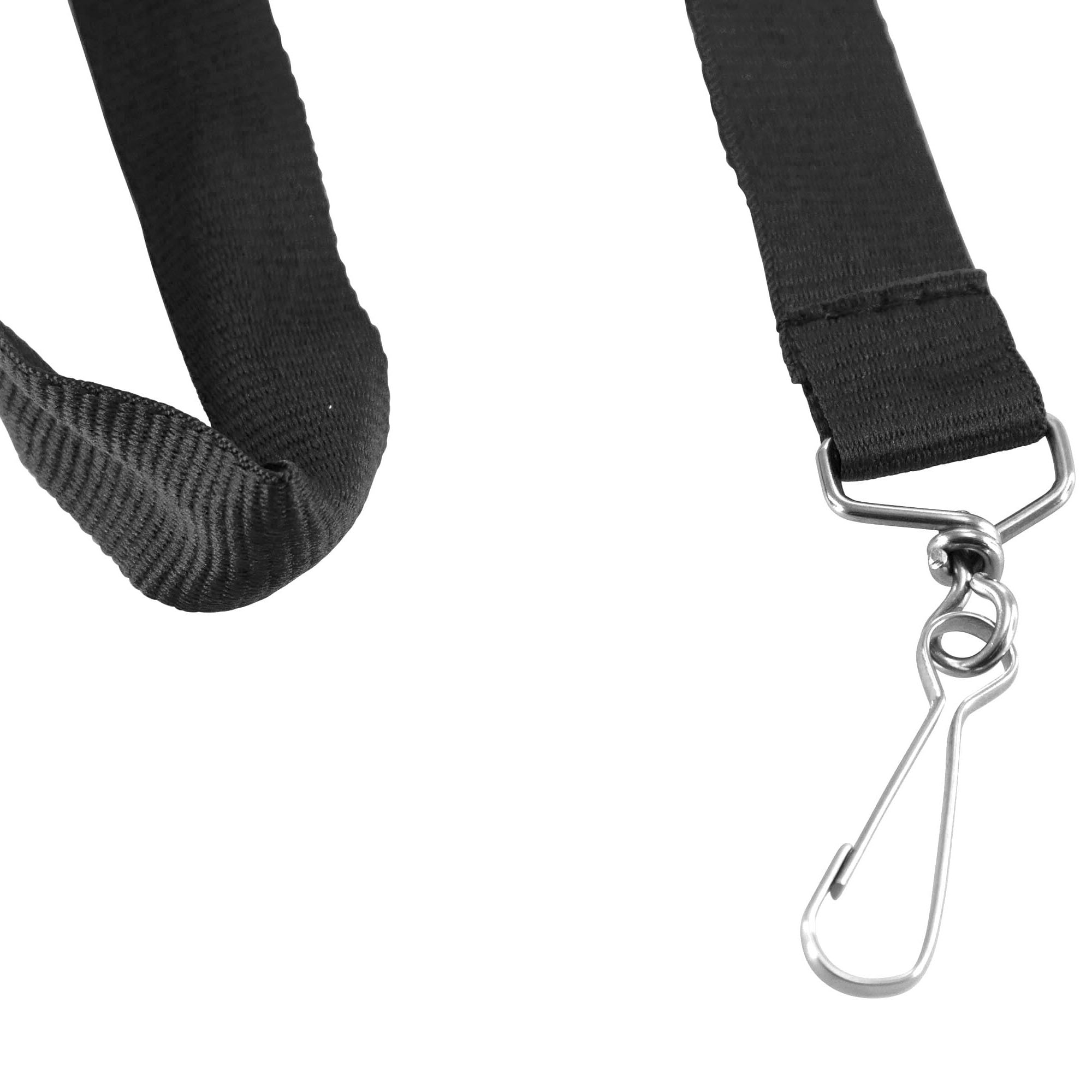 SICURIX Recycled PET Lanyard, Flat Style, J Hook, Black, Pack of 12