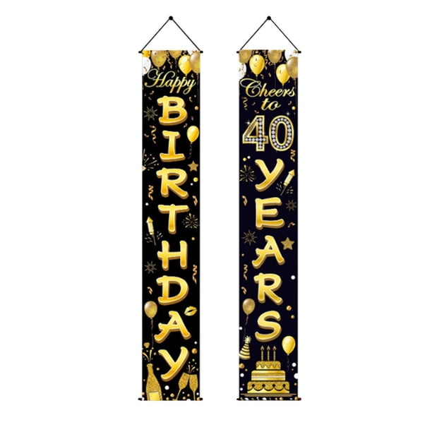 Billuyoard Cartel de decoración de fondo de fiesta en casa colgante de puerta de pareado de cumpleaños Kits de decoración para fiestas 40 años de edad Billuyoard HA002697-02
