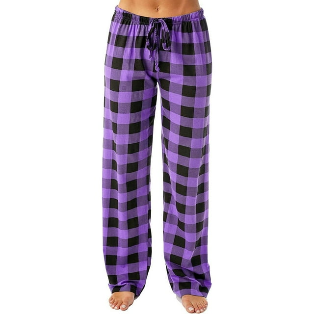 Kcodviy Women Casual and Comfortable Womens Casual Drawstring Pants High Waist Ruched Bandage Micro Elastic Plaid Home Pants Drawstring Elastic Waist Loose Wide Leg Pajama Pants