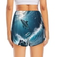 thumbnail image 3 of Picia Ice Blue Ocean Cute Dolphin A Pattern Women's 2 in 1 Athletic Running Shorts High Waisted Workout Casual Gym Sweat Shorts with Comfy Liner Zipper Pockets-Medium, 3 of 9