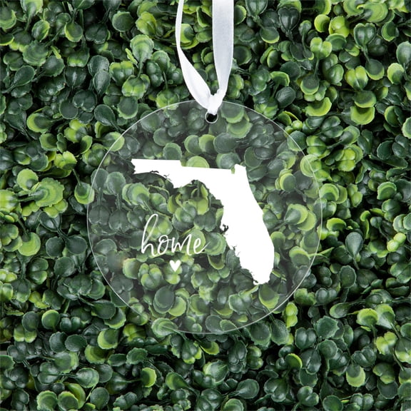 Koyal Wholesale US State Round Clear Acrylic Christmas Ornament, Florida Home, Long Distance Christmas Ornament Ideas
