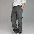 thumbnail image 2 of Kids Hiking Gear Teen Boy Clothes Boys Cargo Pants Cotton Casual Pants Elastic Waist Hiking School Uniform Sweatpants Joggers Grey 7-8 Years, 2 of 4