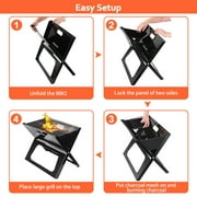Imountek Portable Notebook Charcoal Grill, Foldable Outdoor Barbecue Grill for Camping Garden, Black