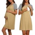 thumbnail image 2 of Diufon Nursing Dresses Breastfeeding 3 in 1 Labor/Maternity/Nursing Short Sleeve Round Neck Maternity Nightgown, 2 of 9