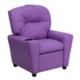 thumbnail image 1 of Contemporary Lavender Vinyl Kids Recliner with Cup Holder, 1 of 9