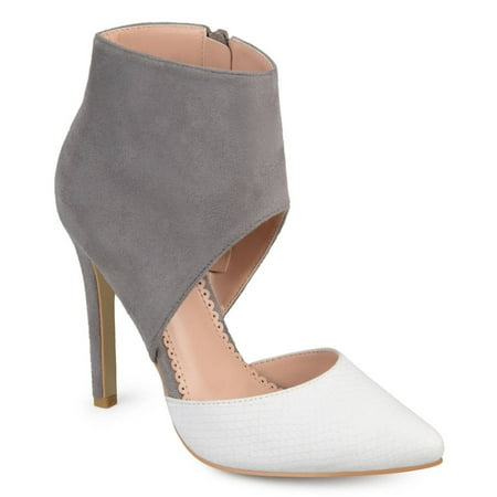 - Brinley Co. Women's Faux Suede Faux Leather Ankle Cuff Two-tone High Heels