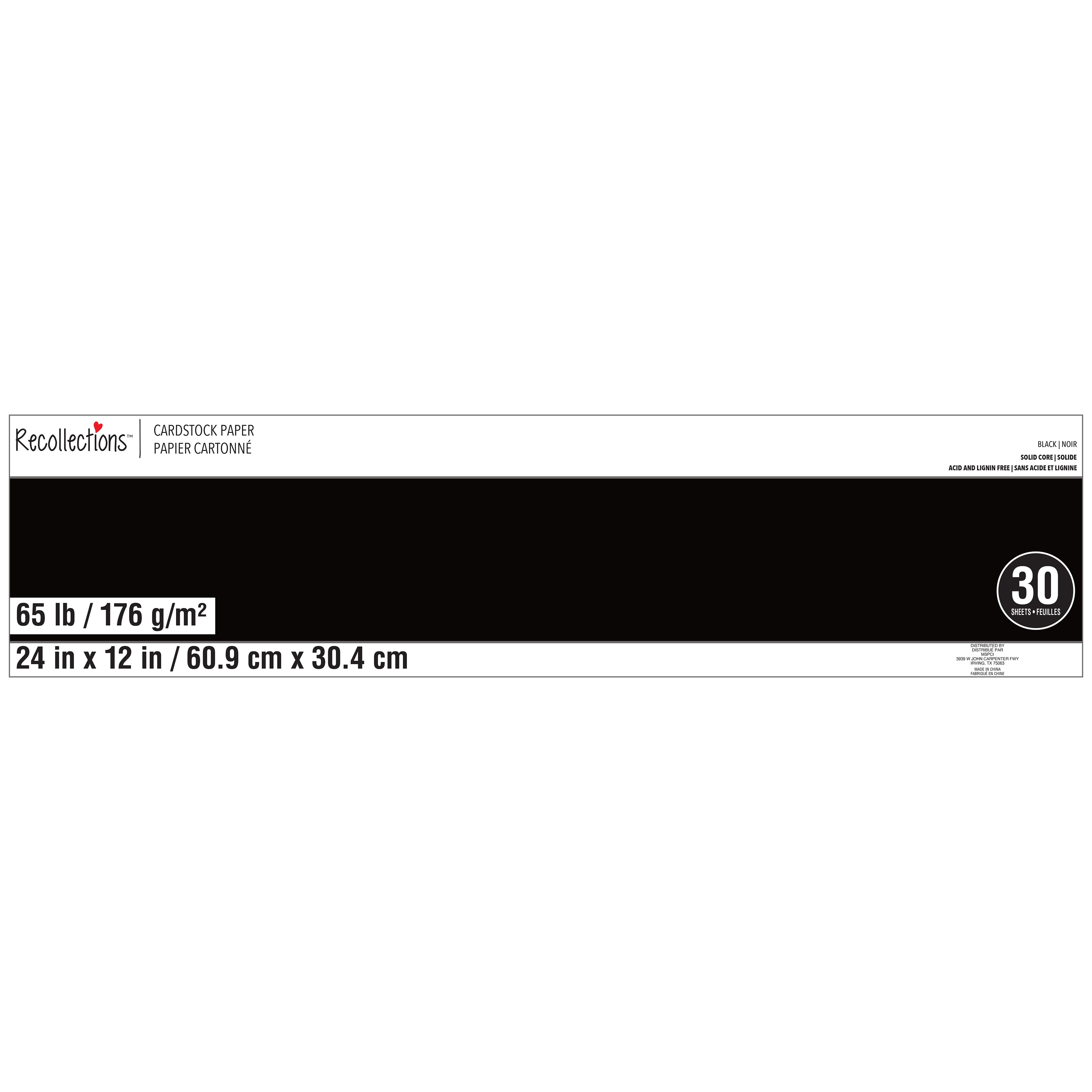 24" x 12" Black Cardstock Paper by Recollections - Acid and Lignin Free Paper for Scrapbooks - Arts & Crafts - 30 Sheets