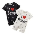 thumbnail image 2 of MERIGLARE 2-piece Cute Twin Romper "I Love Mummy Daddy Crawl Jumpsuit", Summer Baby Clothing, Bodysuit for Home, Party, Everyday Life, Holiday 9 to 12Month, 2 of 8