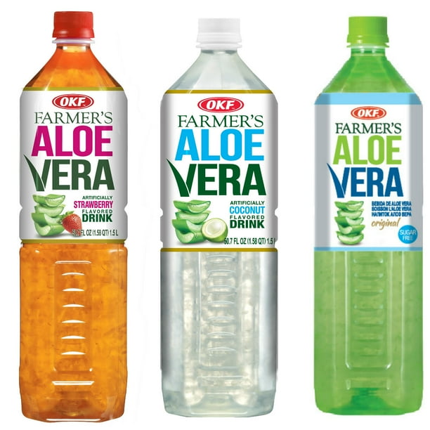 Okf Farmer S Aloe Vera Drink Strawberry Coco Sugar Free 50 7 Fluid Ounce Pack Of 12 Each Walmart Com Walmart Com