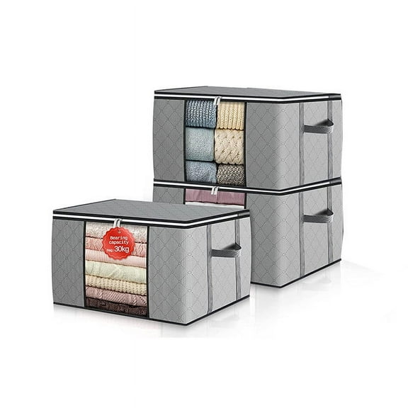 6 Pack Clothes Storage Clearance with 60L Large Foldable Blanket Storage Bags, Storage Containers For Organizing Bedroom, Clothing, Organization And Storage With Lids And Handle