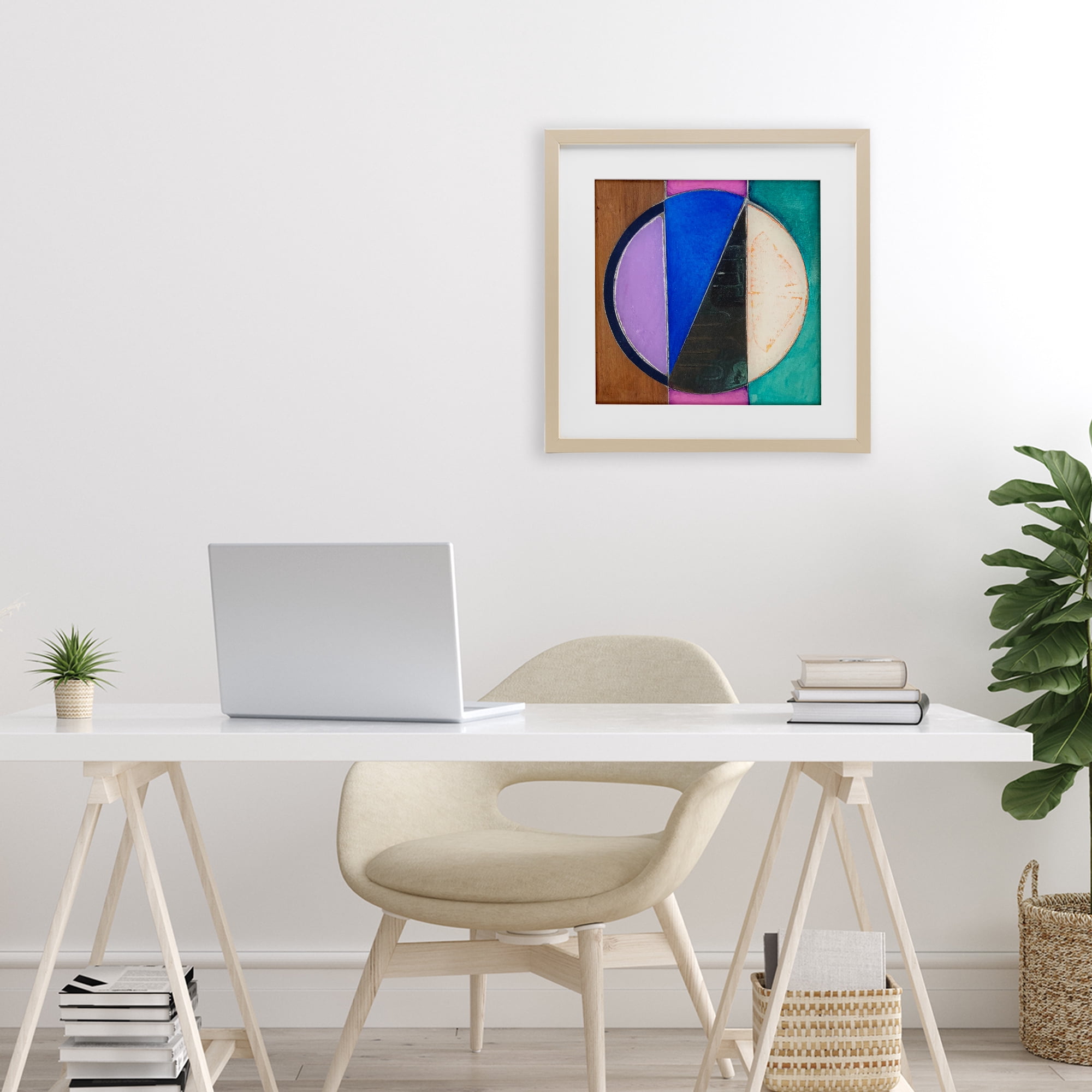 Stupell Industries Split Symmetry Circle Birch Framed Print Under Glass, design by Matthew Finger