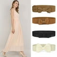 thumbnail image 4 of INSPIRE CHIC Women's Camel Decor Braided Faux Leather Elastic Cinch Belt, 4 of 4