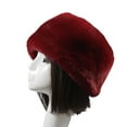 thumbnail image 2 of Naierhg Beanie Beanie Flat Top Windproof Brimless Russian Style Women Thick Fluffy Faux Fur Winter Hat for Daily LifeWine Red, 2 of 8