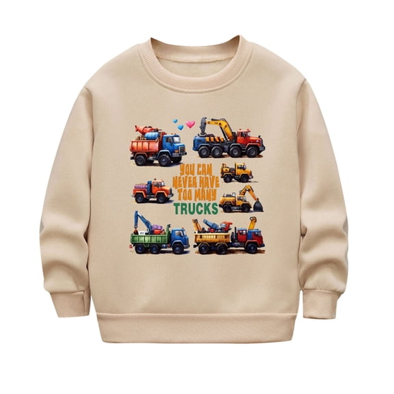 Eltusu Girls Winter Sweatshirts, Long Sleeve Printed Warm Soft Pullover Tops Khaki Size 2-12 T