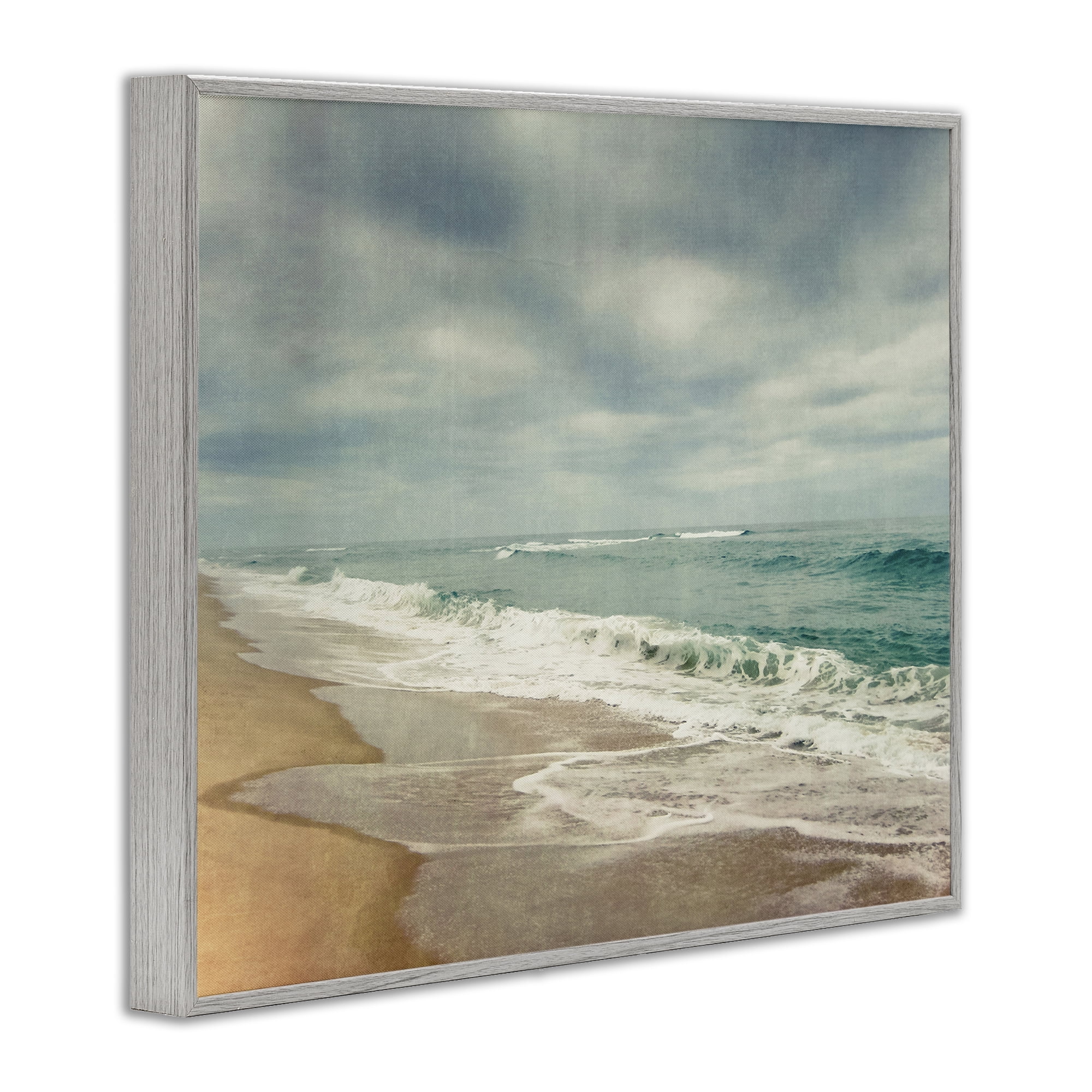 Stupell Industries Tranquil Waves Along Sandy Coast Gray Framed Giclee Art, design by Dirk Wüstenhagen