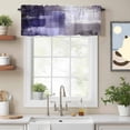 thumbnail image 2 of Purple Gray Kitchen Curtain Valances for Windows Farmhouse Short Curtains, Modern Oil Painted Art Abstract Geometric Rod Pocket Valance Curtain for Bedroom Cafe Living Room, 2 of 8