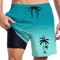 thumbnail image 2 of Beach Shorts for Men Summer Coconut Tree Print Quick Dry Bathing Suit With Pockets Drawstring Men's Swim Trunks Green L, 2 of 4