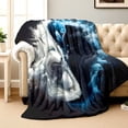 thumbnail image 2 of Soft Yin-Yang Wolf Flannel Blanket, 2 of 7