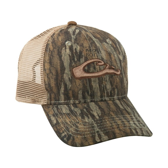 Drake Mens Mesh Back Logo Hat Mossy Oak Bottomland