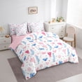 thumbnail image 3 of Feelyou Pink Flower Floral Bedding Comforter Set 7pcs, Kawaii Butterfly Animal Queen Bedding Sets, Teens Kids Girls Women Reversible Queen Sheet Sets, Lightweight Room Decor, 3 of 8