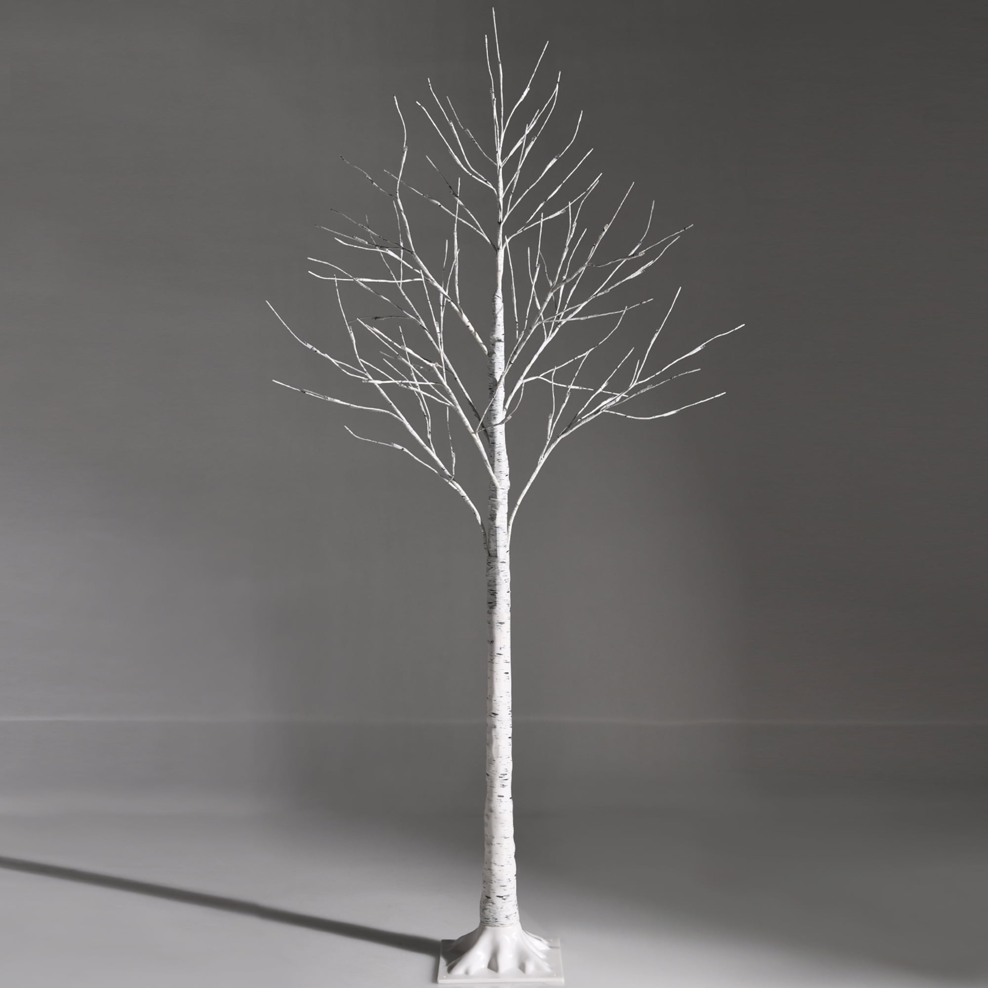 Gymax 5 FT Pre-lit White Birch Tree Christmas Decoration Artificial Twig Birch Tree