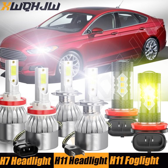 For Ford Fusion 2006-2015 2016 H7 H11 LED Headlights High Low Beam H11 Fog Light Bulbs Kit