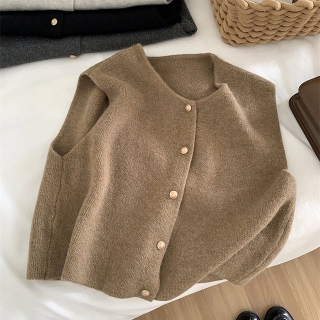 Otoño nuevo cárdigan de mujer coreano elegante tejido sin mangas mujer Casual suéter tanques moda nueva delgada señoras Casual Tops