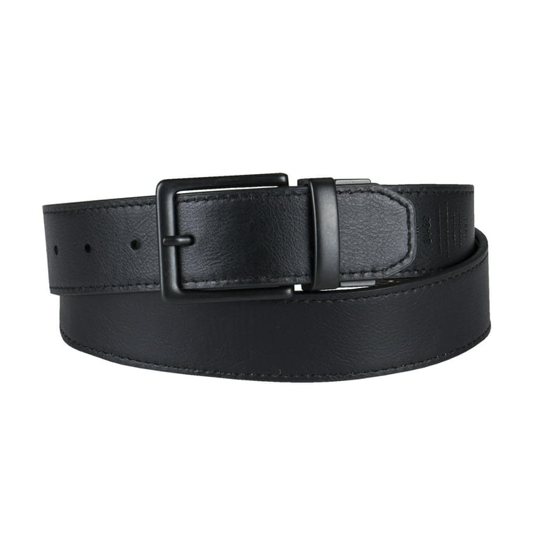 Reversible belt in smooth and pebbled leather