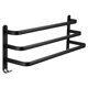 thumbnail image 1 of Soporte para barra de toalla de baño, toallero de tres capas de aluminio negro, colgador de toallero montado en la pared con ganchos, estante de baño y ducha, 1 of 5