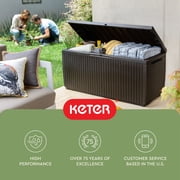 Keter Springwood 80 Gallon Durable Resin Outdoor Deck Box Storage Organizationn, Brown