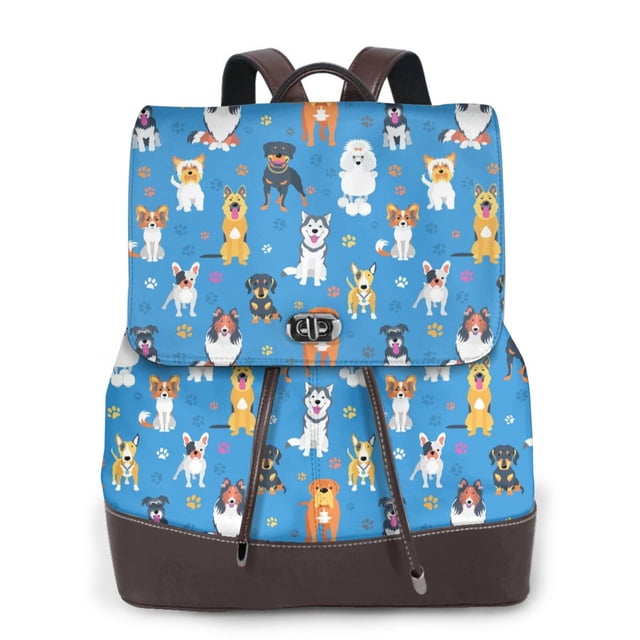 Balery Cute Dogs Mochila de Cuero para Mujeres, Gran Capacidad, Bolsa de Viaje Multifuncional, Mochila de Cuero y Bolsa de Hombro para Mujeres
