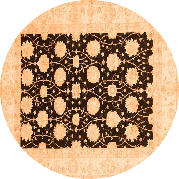 Ahgly Company Indoor Round Oriental Orange Traditional Area Rugs, 5' Round
