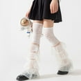 thumbnail image 5 of Women Girls Lace Thigh High Leg Warmers Japanese Loose Sheer Mesh Leg Cover Cute Princesses Frilly Boot Socks, 5 of 9