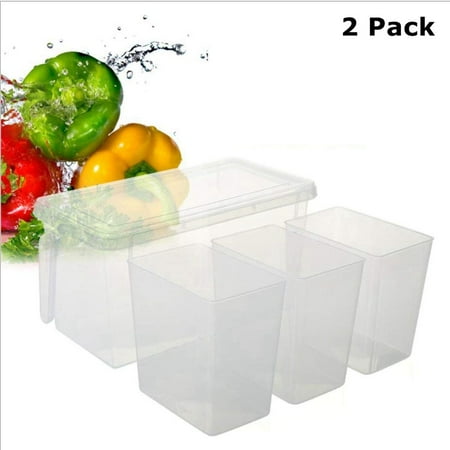 Ice Cream Shaped Container 2pk - 3 Compartment Plastic Food Container With Handled Bin Ice Cream Topping Dispenser Set BPA Free ()