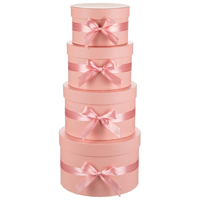 Set de 4 cajas de regalo GNFlus con tapa para regalos, color rosa