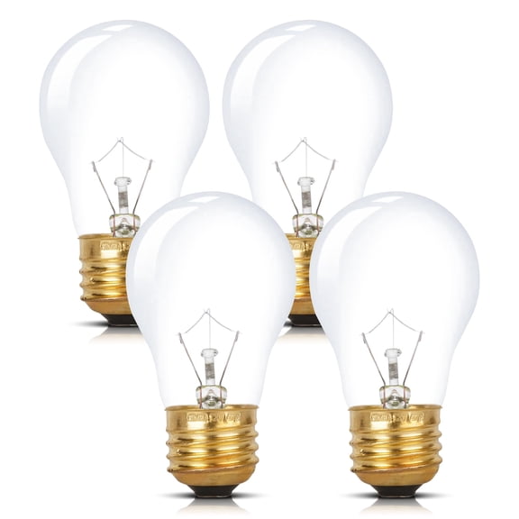 Simba Lighting Oven Light Bulb 300°C/572°F Rated A15 15W E26 Medium Base, 120V 2700K, 4-Pack