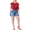 thumbnail image 3 of MODA NOVA Juniors' Plus St Patrick's Day Ruched Short Sleeve Summer Tops Burgundy 3X, 3 of 6