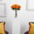 thumbnail image 2 of Nearly Natural Orange Blooming Roses with Vase Artificial Flower Arrangement, 2 of 4