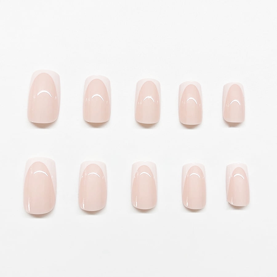 Cross-border hot sale classic fashion white edge sweet pink versatile color wearing nail removable fake nail finished product wholesale