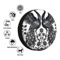 thumbnail image 4 of Pofeuu Artistic Black White Peacocks Print Spare Tire Wheel Cover for Car Truck SUV Camper Universal Fit Spare Tire Cover RV Spare Tire Covers-14 inch, 4 of 6