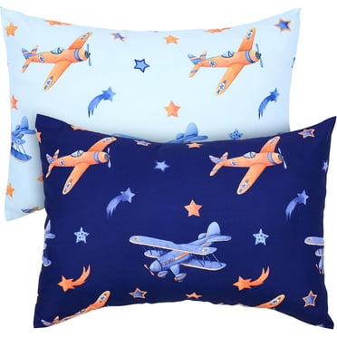 Toddler Pillowcases for Boys 13X18 12x16 14x19 Aircraft Baby Pillow Case for 13X18 12x16 14x19 Toddler Pillow 2 Pack Small Pillow Covers for Travel Pillow Blue White
