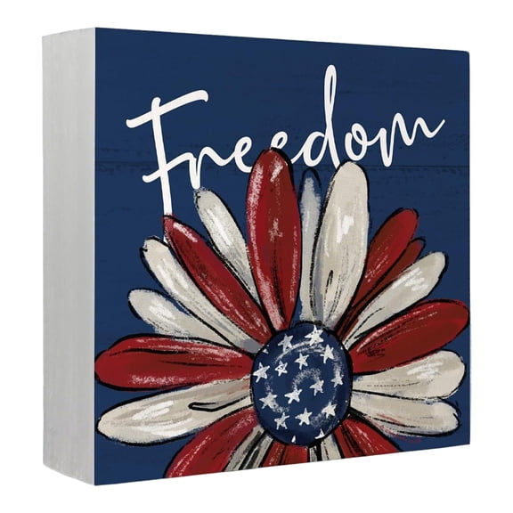 Patriotic Star Decor, Red White and Blue Decorations, 4 in Square Block, Coffee Table Decor for Living Room, Fourth of July Decorations, 1 Pc