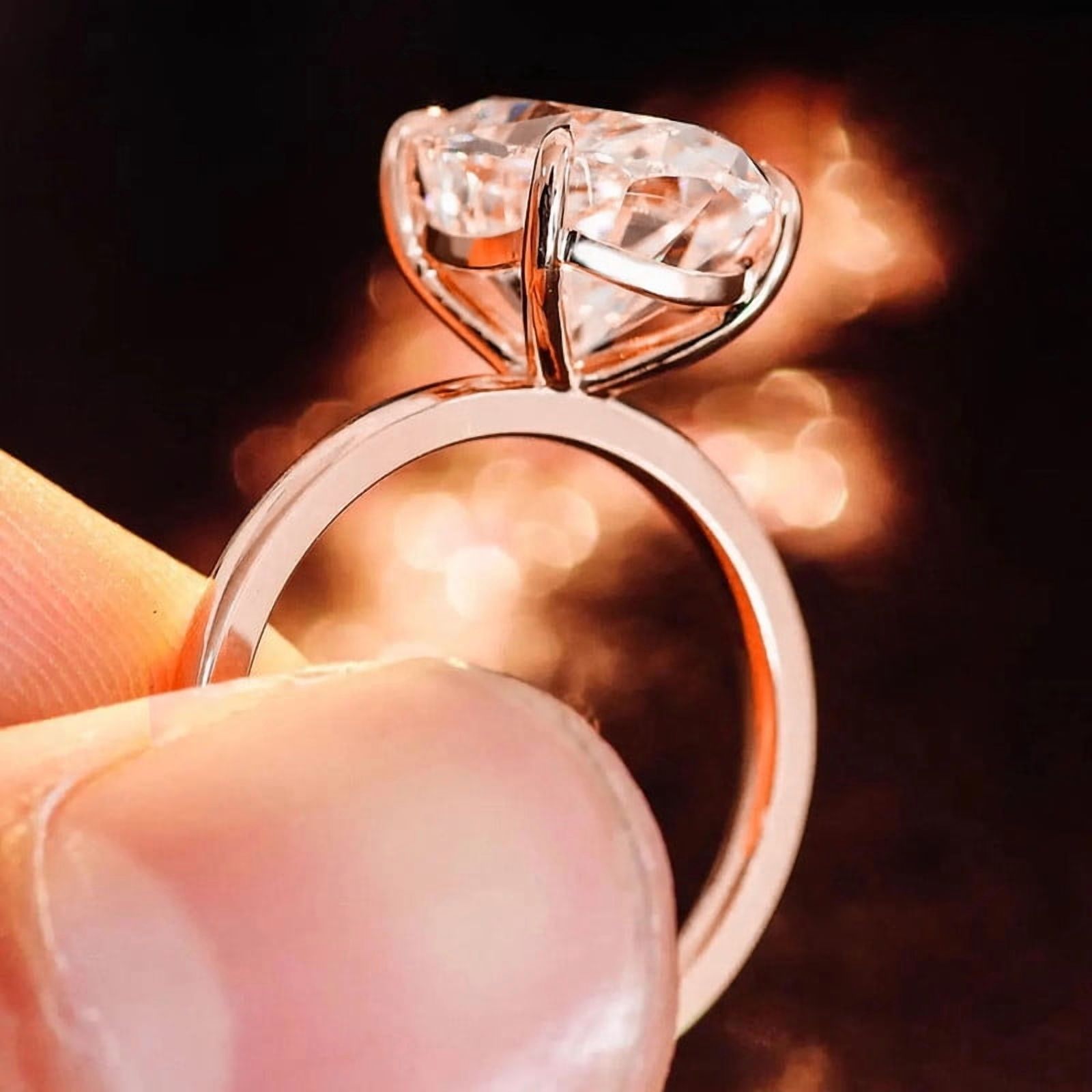 solitaire jewels 3.75CT Oval Moissanite Solitaire Engagement Ring For Women, 14K Rose Gold